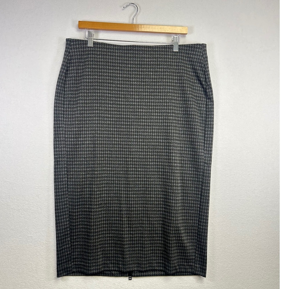 Lane Bryant Houndstooth Pencil Skirt Women Size 18 Black Gray Acadimia Preppy